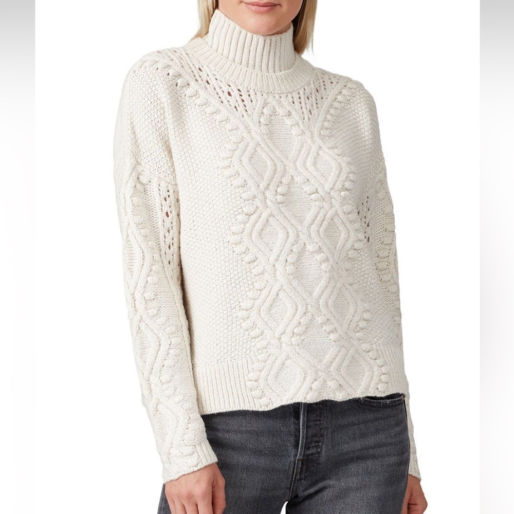 Louna Pearl Mockneck knit sweater, Ivory, Medium, RTR